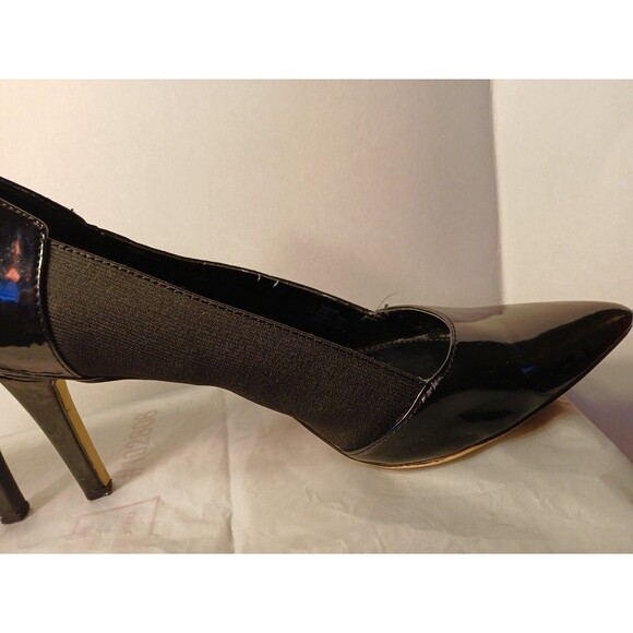 Calvin Klein Brie BlackPatent/Elastic Pump Heels Womens 9.5M POINTED TOE - Picture 7 of 16